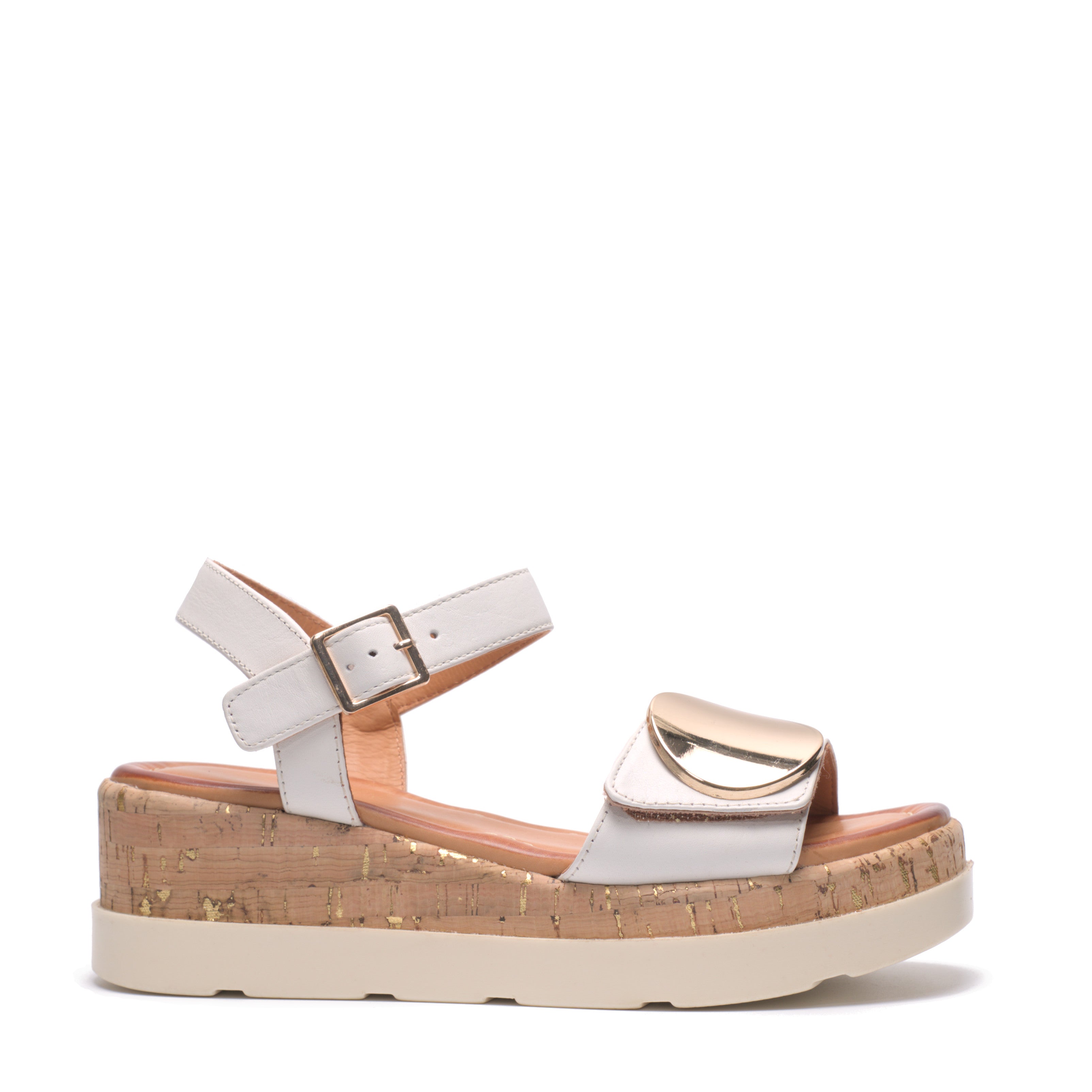 Sandalo Con Zeppa Cinturino + Strappo Rame RESP01