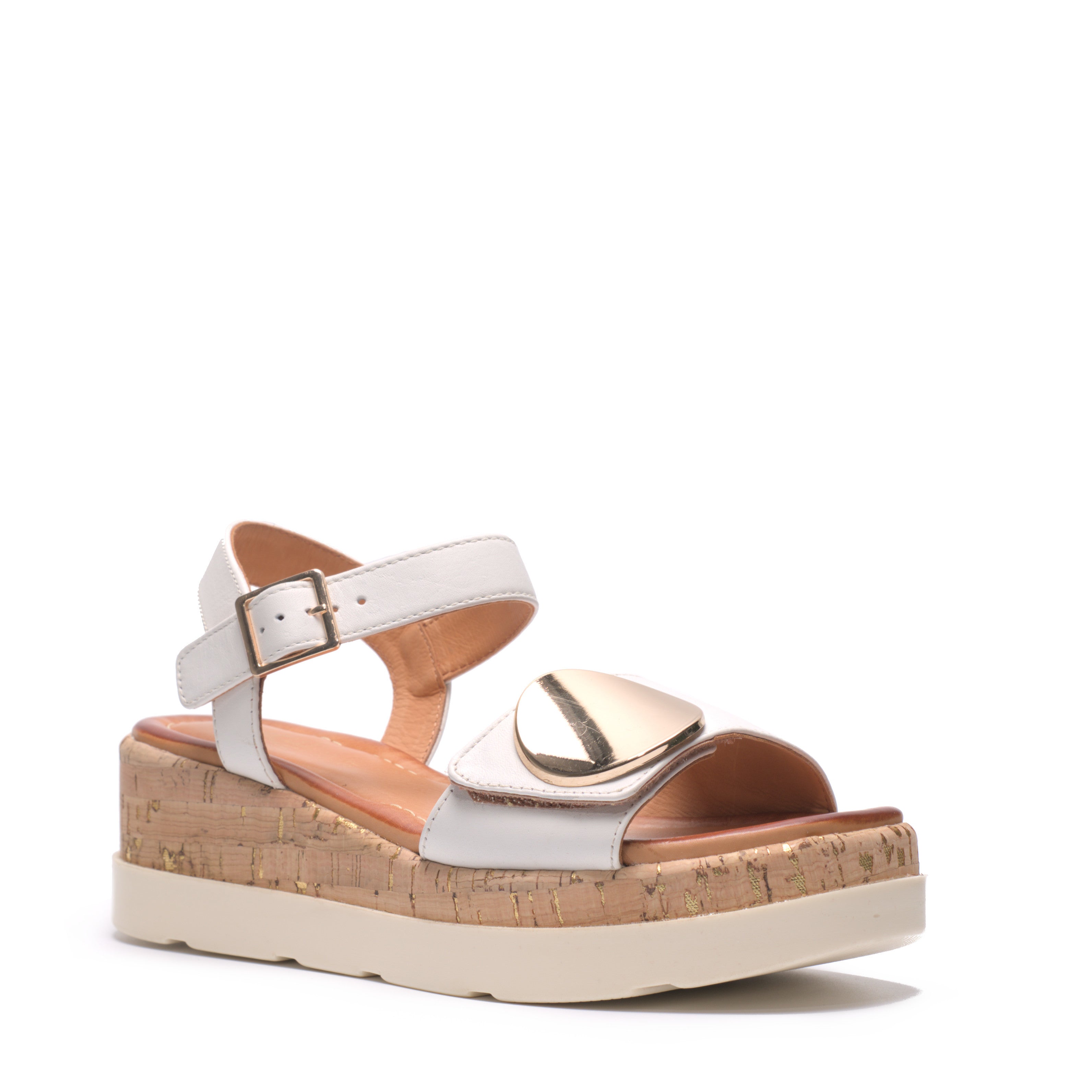 Sandalo Con Zeppa Cinturino + Strappo Rame RESP01