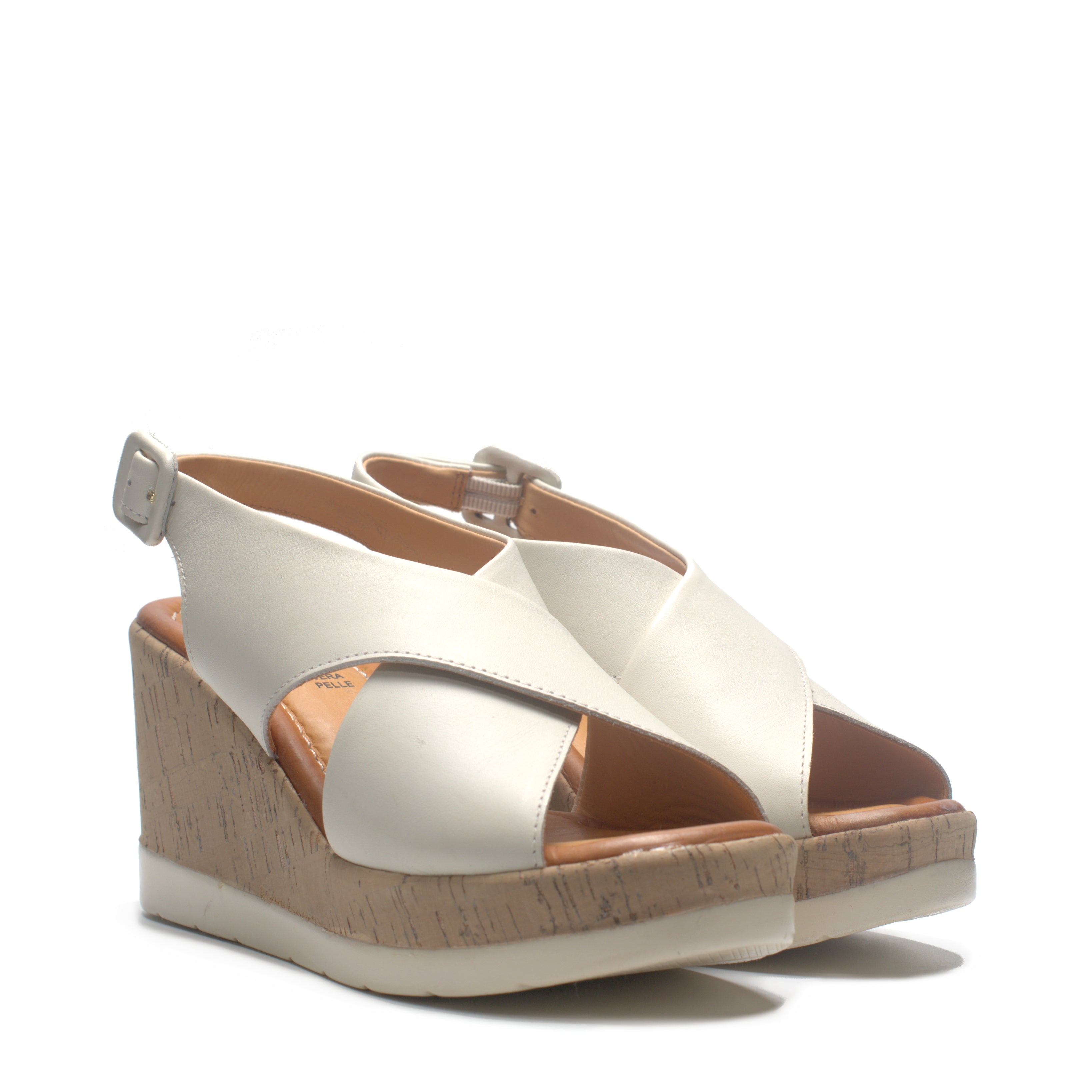 Sandalo Incrociato Con Zeppa E Cinturino Rame REH37