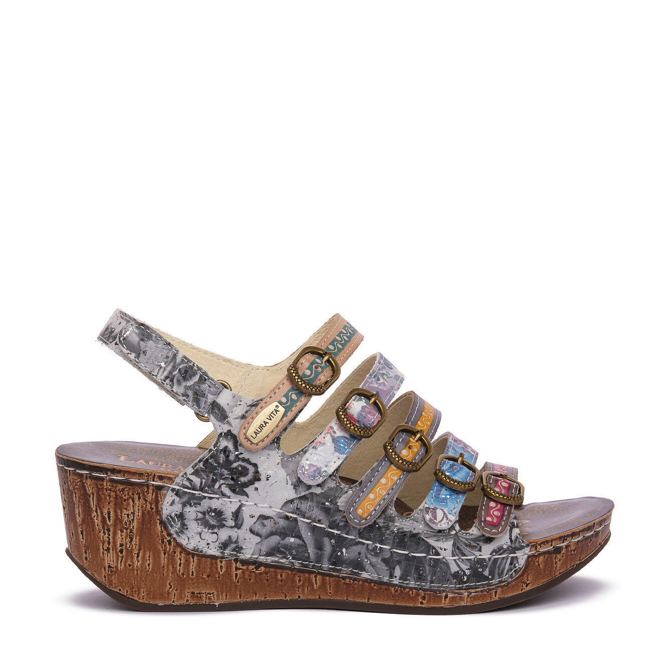 Sandalo Con  5 Cinturini E Zeppa  Laura Vita DINO0523
