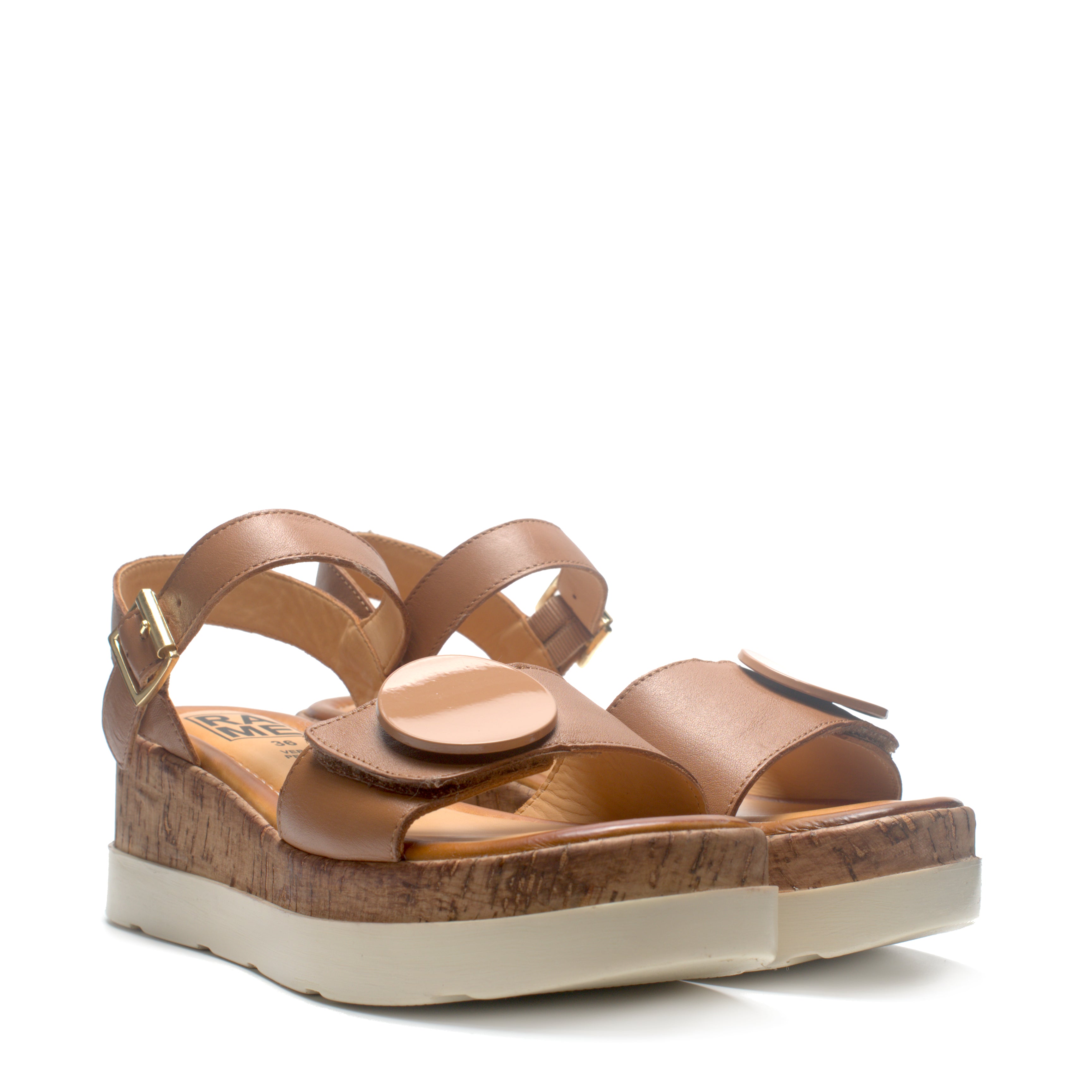 Sandalo Con Zeppa Cinturino + Strappo Rame RESP01