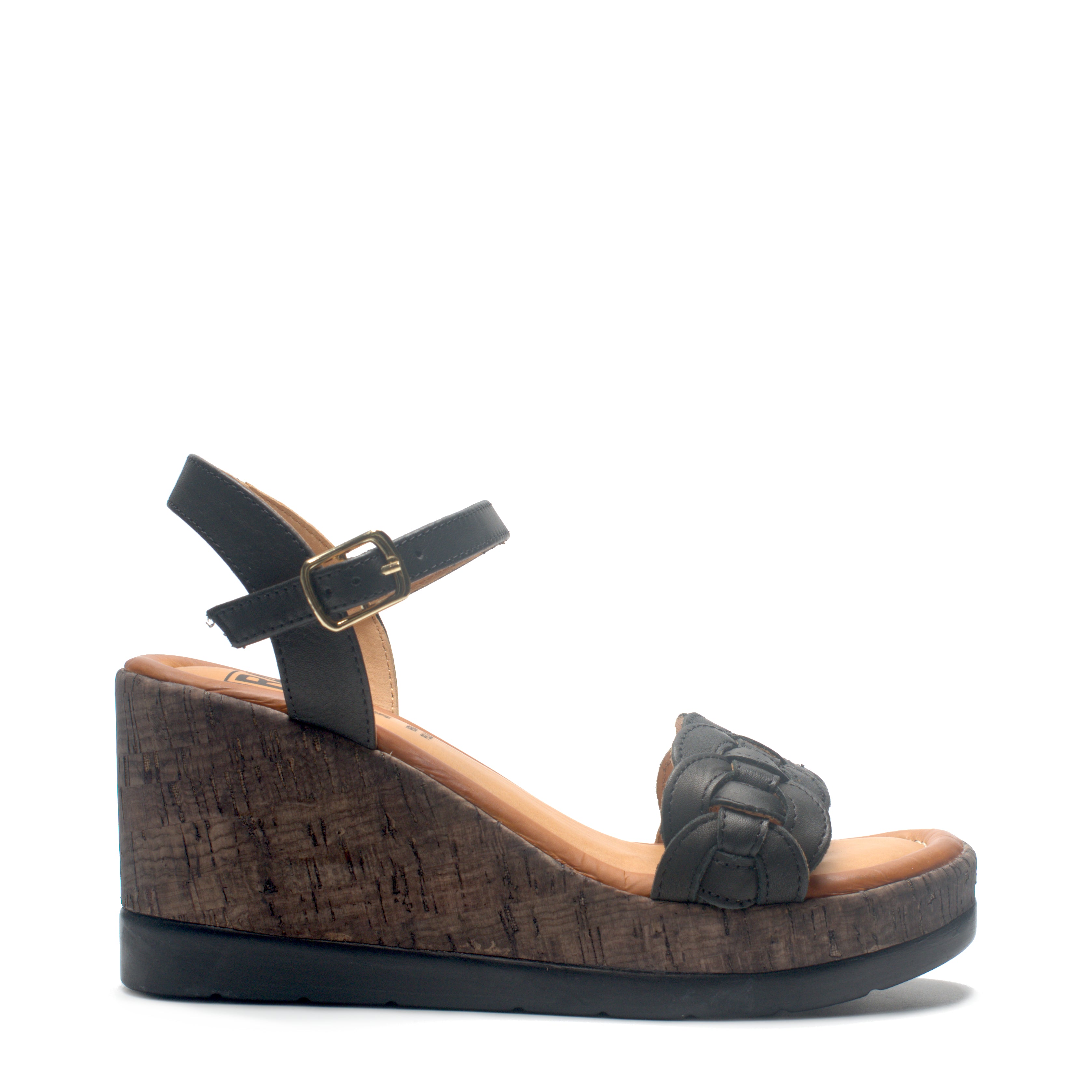 Sandalo Intrecciato Con Zeppa E Cinturino  Rame REH38